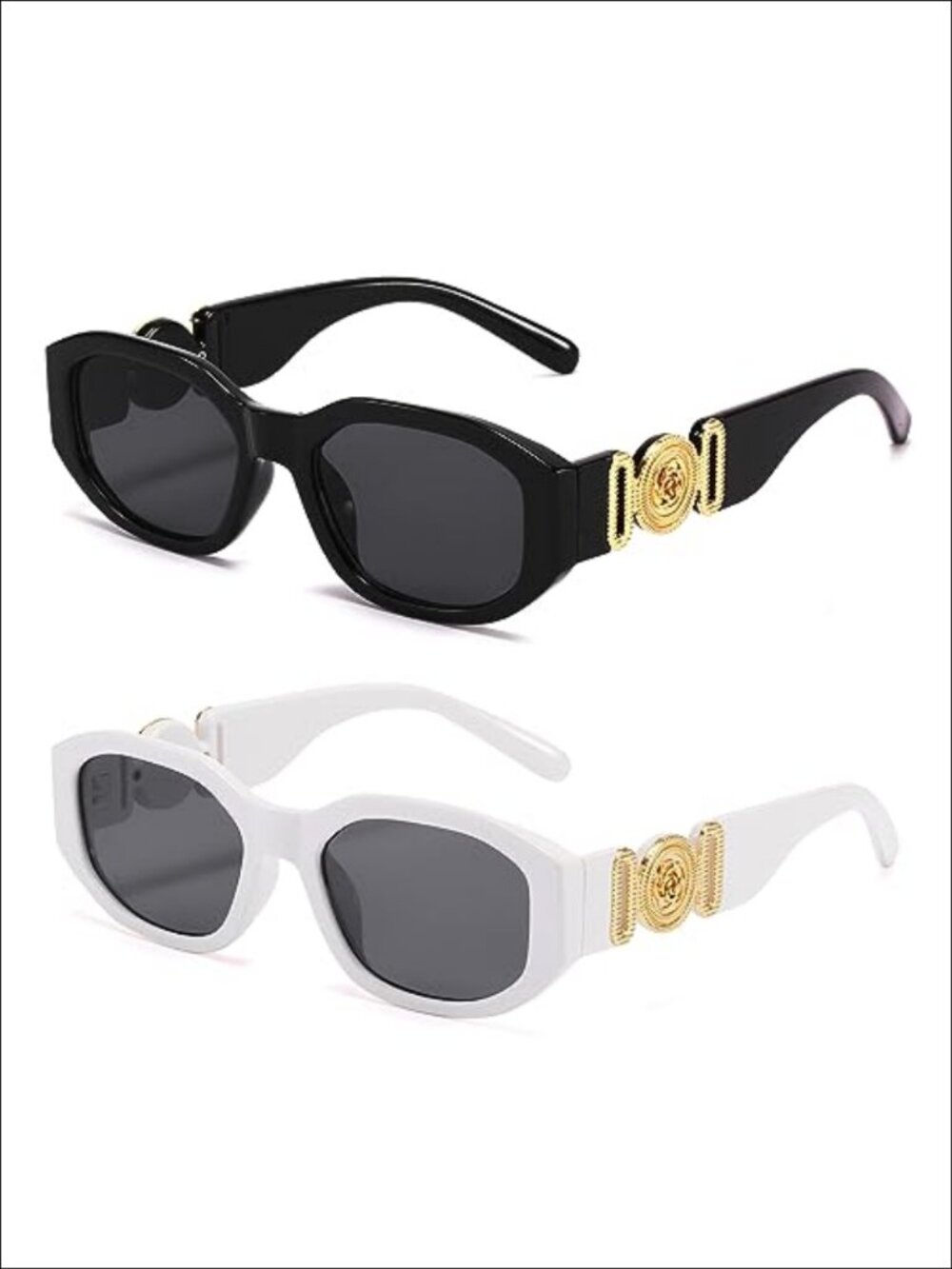 Retro Rectangle Sunglasses for Women UV400 Full Frame Slim Fit Driving